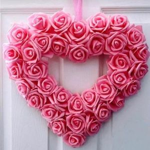 Heart Shaped Pink Rose Bud Wreath
